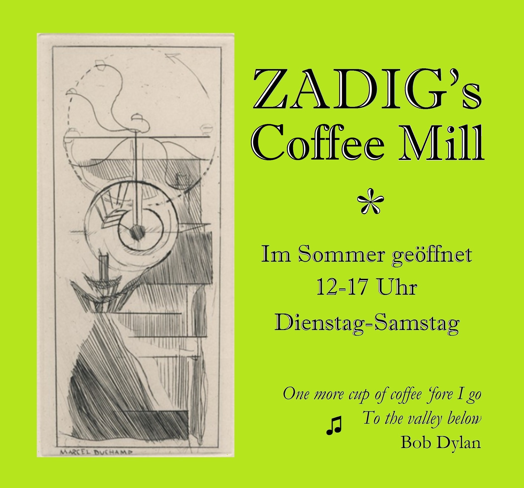 Annonce horaires & ouverture Café ZADIG